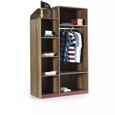 Armoire en bois de pirate de luxe Armoire pour enfants en bois Marron 3 portes