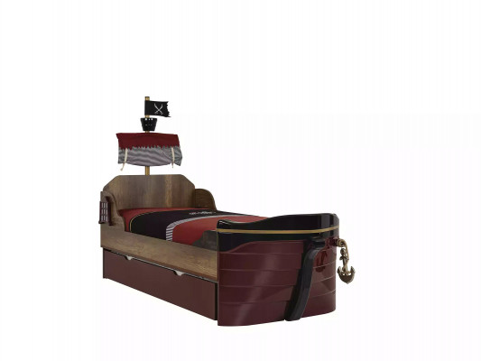 Lit fonctionnel Lits Pirate Lit pour enfants Lit en bois Lit de jeunesse Marron Pirates