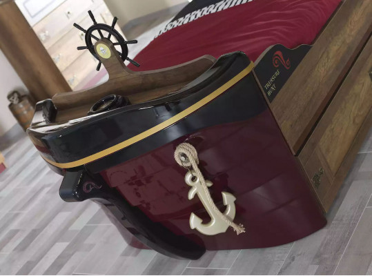 Lit fonctionnel Lits Pirate Lit pour enfants Lit en bois Lit de jeunesse Marron Pirates