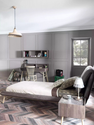 Ensemble de bureau d'ordinateur 3 pièces étagère en bois gris tablettes table