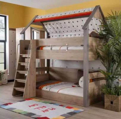 Lits superposés pour enfants Cadre de lit Chambre d'enfants Bois Brun Design