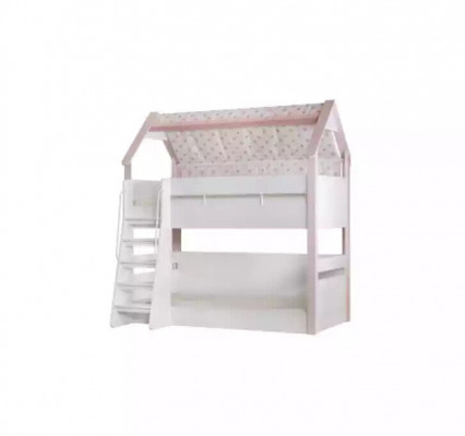 Lit superposé Chambre d'enfants Lit superposé Cadre de lit Bois Rose Lit mezzanine.
