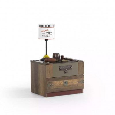 Lit fonctionnel de pirate Lit d'enfants Marron Bois Ensemble Table de chevet Lits Lit
