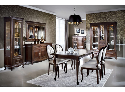 Ensemble de salle à manger de 9 pièces Table Commode Miroir Vitrine Armoire