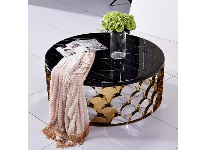 Table basse en café noir Table basse de salon Table en acier inoxydable DEDesigner Table dorée