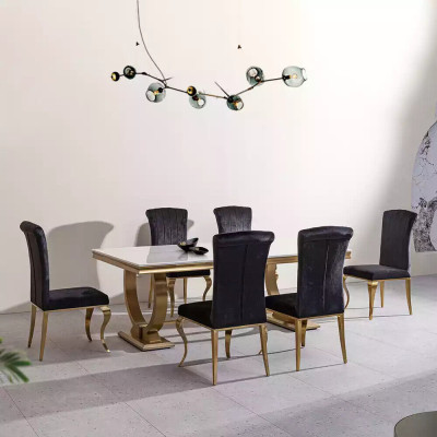 Table à manger rectangulaire de designer Mobilier de salle à manger Tables en acier inoxydable de luxe