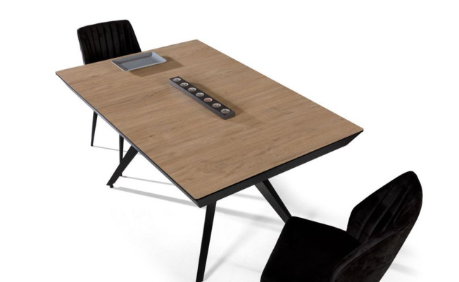 Table de la cuisine Table de la salle à manger Extensible Design Luxe Bois Marron Table