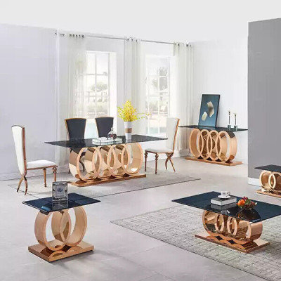 Table à manger moderne Table en acier inoxydable Tables de salle à manger Mobilier design Tables