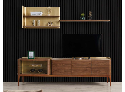 Buffet Étagères Meuble TV Basse Buffet TV Armoire en Bois Marron Ensemble
