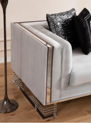 Canapés noir et blanc Luxe Salon Ensemble Trois places Fauteuil 4 pièces Set