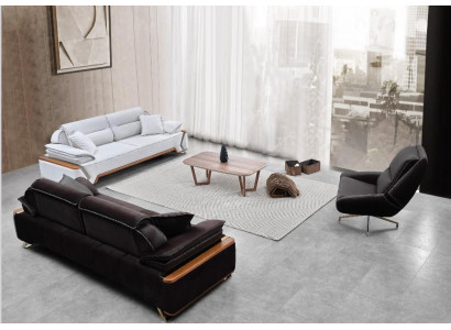 Ensemble de canapé noir et blanc 2x canapé trois places fauteuil de luxe élégant