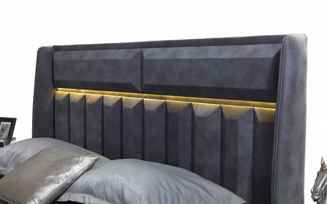 Mobilier de chambre gris-blanc Textile Lit Tables de chevet Armoires de luxe nouvel