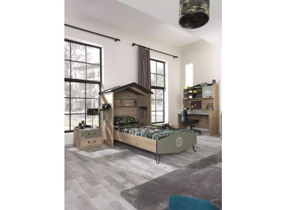 Cadre de lit ensemble de meubles pour enfants chambre d'enfants lit vert 4 pièces en bois.