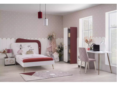 Mobilier pour enfants suite de luxe pour la chambre d'enfant lit bureau étagère 4 pièces