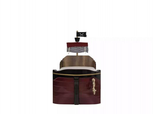 Ensemble de 3 pièces pour enfants Lit jeunesse Cadre de lit Pirate en bois marron Chambre d'enfant