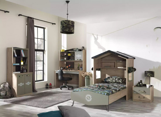 Meubles pour enfants ensemble de luxe pour chambre d'enfant lit lit vert cadre de lit 5 pièces en bois