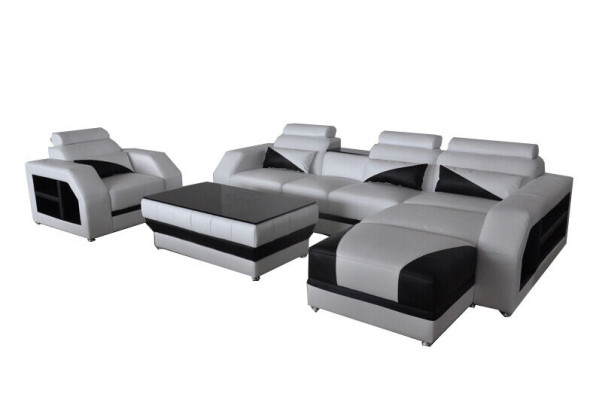 Canapé d'angle design Canapé Suite d'ameublement avec fonction de relaxation automatique Nouveau canapé en cuir