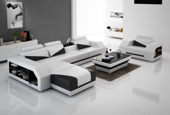 Canapé d'angle design Canapé Suite d'ameublement avec fonction de relaxation automatique Nouveau canapé en cuir