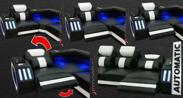 Conception de canapé d'angle de salle de siège de rembourrage en cuir + USB Designer Suite Sofas nouveau