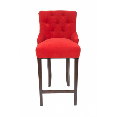 Chaises de bar Chesterfield rouge Designer Tabouret Ensemble de 4 chaises en bois massif Rembourrage