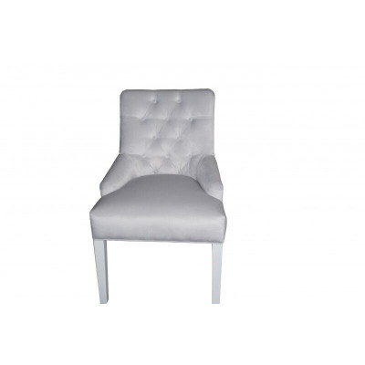 Chaises Chesterfield grises avec heurtoir. Revêtement en tissu de design noble. Ensemble de chaises d'hôtel x6.