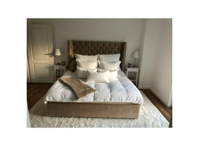 Lit Chesterfield Rembourrage Double Lits d'Hôtel Chambre 140x200cm Marron neuf
