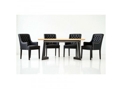 Table à manger design 4 fauteuils Chesterfield Ensemble de sièges de chaises