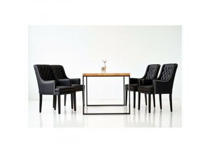 Cadre en métal marron Table de salle à manger Designer x6 7 pièces de chaises rembourrées Chesterfield. ensemble