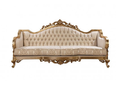 Canapé classique trois places en style baroque rococo rembourré en bois doré de qualité