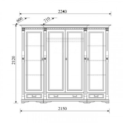 Armoire de cuisine classique Unité murale de garde-robe Armoire en bois massif de style colonial O4D.