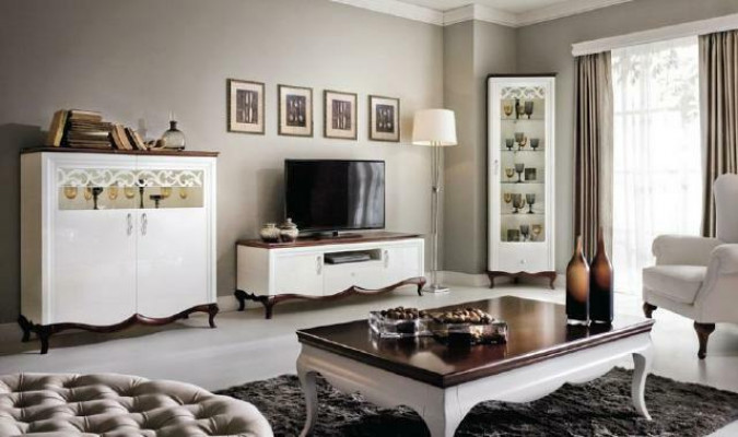 Salon Armoire Classique Vitrine Vitrine Étagère Vitrine MI-1/2