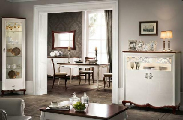 Salon Armoire Classique Vitrine Vitrine Étagère Vitrine MI-1/2