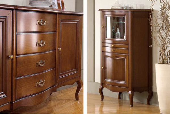 Meuble d'appoint avec tiroirs en bois massif Barre classique Rustique Maison de campagne PR-KB 1-2 L,R