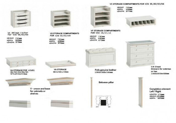 Modèle Element V1D-08 LP pour armoire de dressing encastrée Meuble italien.