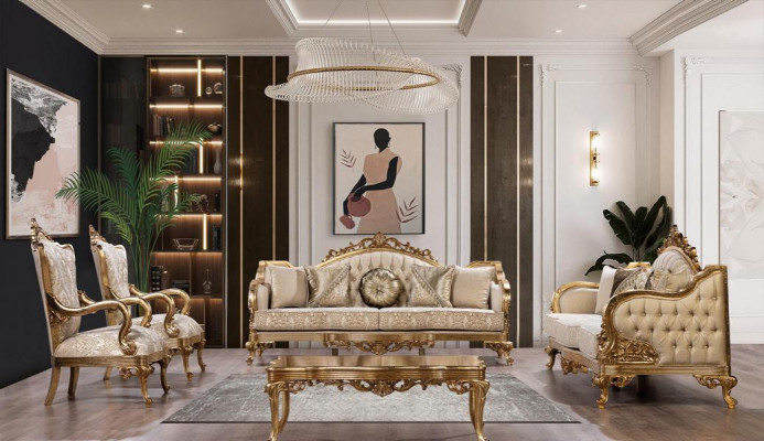 Canapé design classique Ensemble de canapés Club Meubles Canapés 3+1 places