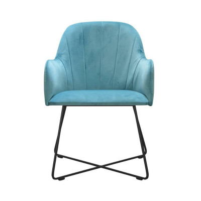 Groupe de fauteuils inclinables modernes - ensemble de 8 chaises - revêtement en tissu turquoise - accoudoir