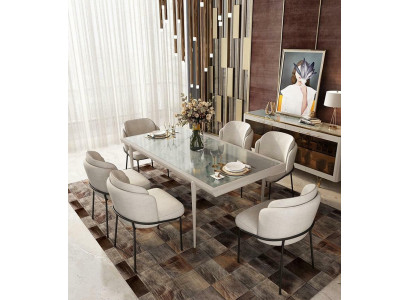 Chaise Chaises Tapisserie Textile Tissu Ensemble Complet Fauteuil Designer 6x