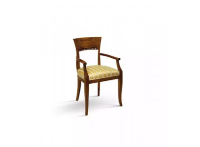Chaise avec accoudoir Chaise de salle à manger Bois Classique Mobilier Rembourrage Textile