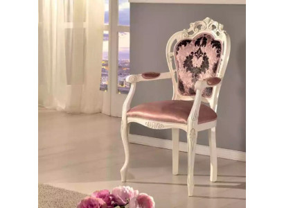 Chaise avec accoudoir Chaise de salle à manger Bois Classique Mobilier Rembourrage Textile