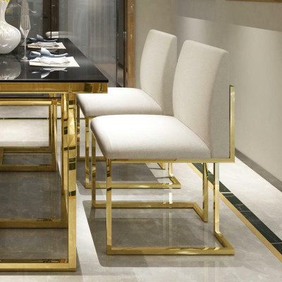 Ensemble de chaises Siège Rembourrage Balançoire Chaises de salle à manger Lehn Textile Moderne de Luxe