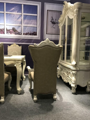 Chaise trône Fauteuil Bois Ensemble Salle à manger Designer Style antique Rococo Baroque