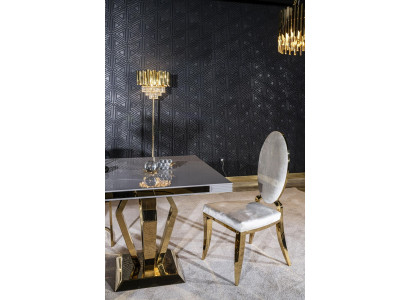 Salle à manger Chaise Blanc Luxe Métal avec Chaises en Textile Style Moderne Fauteuil