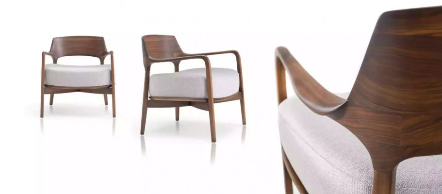 Chaise de salle à manger Fauteuil de salon Fauteuils inclinables en bois moderne Rembourrage inclinable