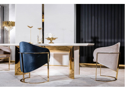 Chaise de salle à manger Chaise de luxe en métal avec textile nouvelles chaises Style Moderne