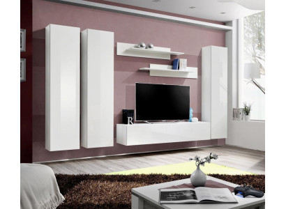 Unité murale vitrine suspendue designer TV basse décoration salon en bois