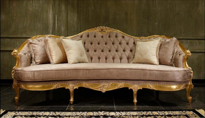 Salon beige Ensemble canapé Chesterfield classique 3 places Fauteuil