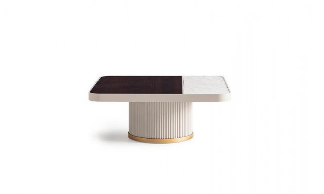 Suite Salon Canapé 3 places Canapé en tissu beige Tables basses 4pcs
