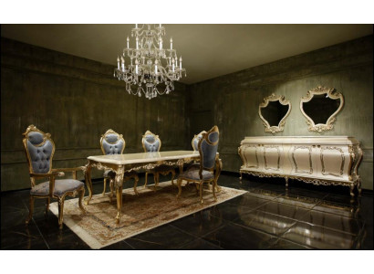 Luxueux ensemble de salle à manger Table à manger 6x Chaises Buffet Vitrine Miroir