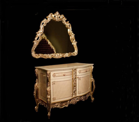 Ensemble de chambre classique lit double 2x tables de chevet commode armoire