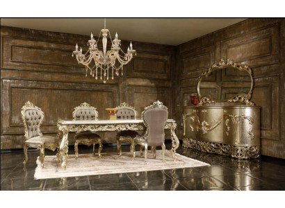 Ensemble de salle à manger classique Table à manger 4x chaises Buffet Miroir 8 pièces